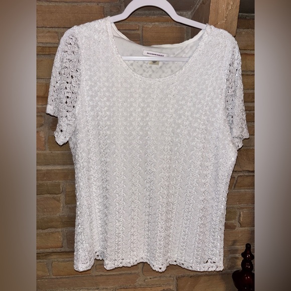 ALLISON DALEY - Women’s‎ White Crochet Short Sleeve Blouse Size M - Picture 1 of 2
